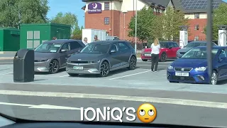 IONIQ 5 public charging test. Found a cool door feature and a que to charge.