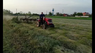 I rake hay with a Sintai 180 minitractor, and a GVK 6 rake