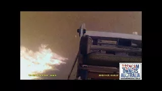 Fire trucks overrun by flames and crash - dashcam footage - Pinery bushfire, Australia