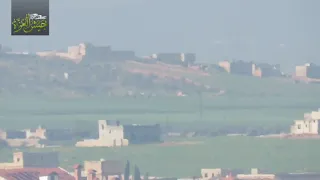 FSA fighters hit a Pro Assad BM-21 GRAD with a Tow missile.