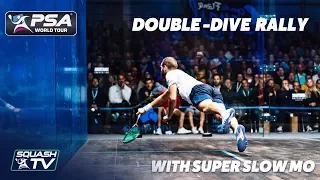 RIDICULOUS DOUBLE-DIVE SQUASH RALLY - With Super Slow Mo - Marche v Rösner