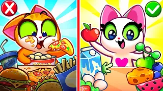 Healthy Food VS Junk Food🍎 Don't Overeat! 🌟 Funny and Cute Cartoon by Paws&Play for Kids