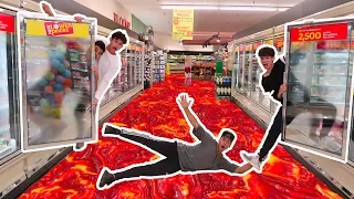 FLOOR IS LAVA IN GROCERY STORE! (we got banned)