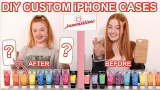 Twin Telepathy 3 Color Paint Custom Phone Cases *DIY Summer Art Makeover Challenge | Ruby and Raylee