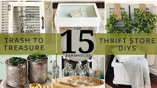 🌟TOP 15 Farmhouse Trash to Treasure|Thrift Store DIY Home Decor