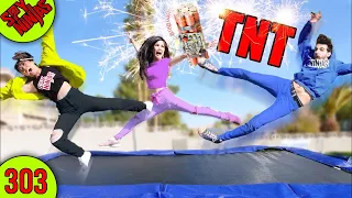 If you STOP Jumping = Trampoline Explodes - Spy Ninjas #303