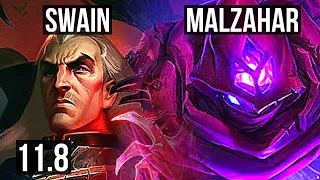 SWAIN vs MALZAHAR (MID) | 7/1/8, 400+ games, Godlike, 800K mastery | BR Diamond | v11.8