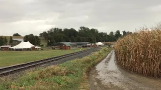 N&W 382 and 611 doublehead up grade at Cherry Hill on Strasburg RR. 10/7/19