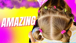 Cascading Weaved Elastics Little Girl Hairstyle for School | How to Take Out Elastic Styles