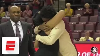 FSU senior Braian Angola breaks down in tears as mom surprises him at Senior Day | ESPN