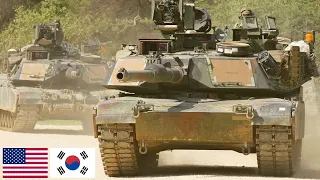 U.S. Army, Republic of Korea. Powerful M1A2 Abrams tanks conduct live firing.