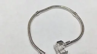 Charms and beads bracelet quality stainless steel silver plated chain  - White Harper