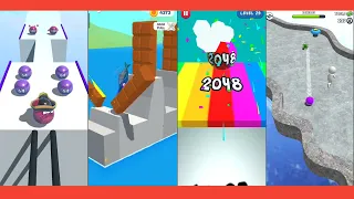 4 in One Games 🥱🥱 ball Merge 2048 + SLICE it all - Ball Run 2048 : Bump POP Gameplay Android iOS