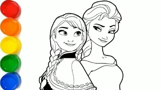 Drawing and coloring Elsa&Anna Frozzen