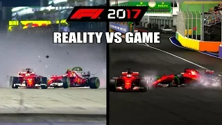 F1 2017 REAL LIFE CRASHES VS GAME