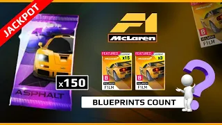 Asphalt 9 | Opening 150 MCLAREN F1 LM Packs | JACKPOT | Realtime Blueprints Count | 13,500 Tokens