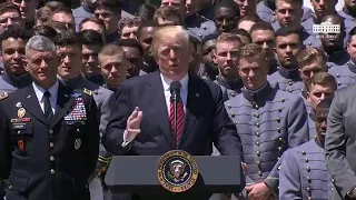 Trump presents the Commander in Chief trophy to the West Point -