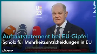 EU-Gipfel in Granada: Eingangsstatement von Kanzler Scholz am 06.10.23