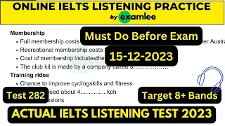 IELTS Listening Practice Test + Answers [ 15-12-2023 ] / Actual IELTS Test #examlee #ieltslistening