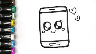 How to Draw a Cute Phone for Kids | SUPER EASY DRAWING