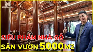 Mể Mẩn Căn Nhà Gỗ 5 Gian Bên Đồi Kết Hợp Sân Vườn Hàng Nghìn Mét Vuông