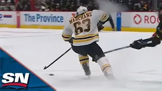 Bruins' Brad Marchand Wires Shot Off Post And In On Solo Effort To Extend Lead vs. Canucks