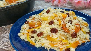 I take RICE and cook for DINNER a Delicious Dish WITHOUT MEAT. Quick crumbly Lean pilaf with raisins