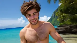 Beach Photoshoot of Handsome Young Men in St Lucia [4K] AI Art Lookbook Model Video