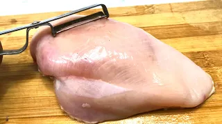 A trick with chicken and vegetables using peeler | Amazing recipe with chicken breast, no oven, ASMR