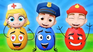 Learn Colors With Surprise Eggs with New Heroes + More | Kids Songs And Nursery Rhymes | DoReMi