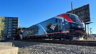 Shiny AMTK 310 (Phase 7) leads Amtrak 7 into Milwaukee, WI