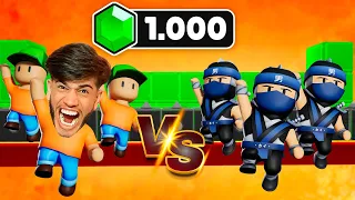 3 VS 3 NO STUMBLE GUYS VALENDO 1000 GEMAS - FIZ UMA BURLA NOVA E MITEI COM O DADO!