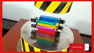 Gas Lighters vs Hydraulic Press: The Ultimate Showdown! #experiment #hydraulicpress #