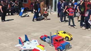 Optimus Prime, Bumblebee, and Starscream - Best Transformers Costume Ever!