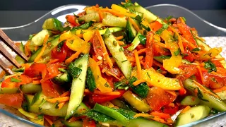 Very tasty and healthy salad with cucumbers! You will be slim and beautiful! Healthy and fast!