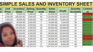 Simple Sales and Inventory sheet | Sales sheet | Inventory sheet | Free Google sheet template