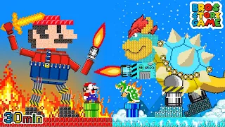 What If Super Mario and Bowser Robot Battle but Hot vs Cold Challenge | Bros Game Story