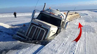 Top Crazy Trucks Driving Skills ! Crossing Snow & Extremely Bad Muddy Roads