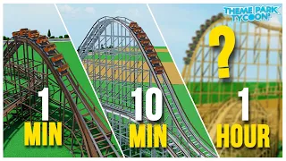 Building The WOODEN COASTER in 1 MINUTE, 10 MINUTES and 1 HOUR!