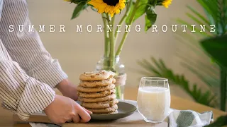 Summer Morning Routine | Meet My Rabbit 🐰 | Cookies / Summer Peaches | Relaxing Silent Vlog ♡