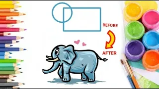 How to draw ELEPHANT so EASY / DRAW and COLORING ANIMAL for KIDS #047