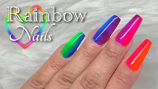 Hard Gel Rainbow Nails 🌈 | Watch me do my nails | Builder Gel Nails Tutorial | 🌈 Pride Nails 🌈