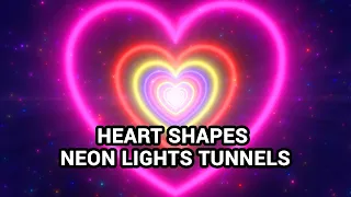 [4K] Heart Shapes Neon Lights Tunnels || VJ Loops Valentine's Day Pack