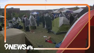 Pro-Palestinian protesters continued demonstrations at Auraria Campus despite rain