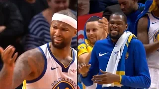 DeMarcus Cousins gets standing ovation from Warriors bench & Clippers crowd after fouled out