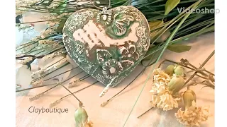 Polymer Clay ‘Weather Worn’ Heart Wall Hanging +Pendant