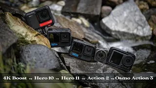 GoPro Hero 11 vs DJI Osmo Action 3 vs Action 2 vs Insta360 One RS v Hero 10 video quality comparison