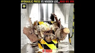 HYDRAULIC PRESS WITH STRONGEST WOODEN LOG 🤯 WHO WILL WIN 💥 #shorts #usa #shortfeed