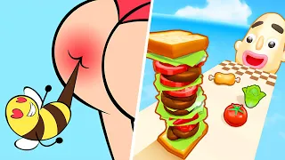 Satisfying Mobile Games ... Sandwich Run, Sandwich Runner, Help Me Tricky Puzzle, Smash To Draw