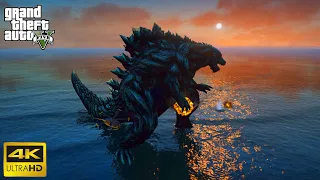 GTA 5  - Godzilla Earth Destroyed The City (Ultimate Godzilla Mod) 4K